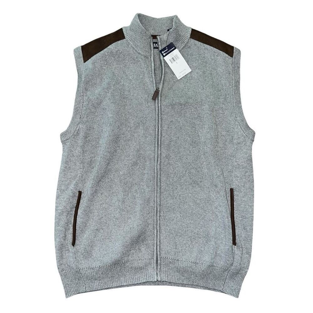 NWT CHAPS Men’s Grey Woven Zip Up Vest Size L